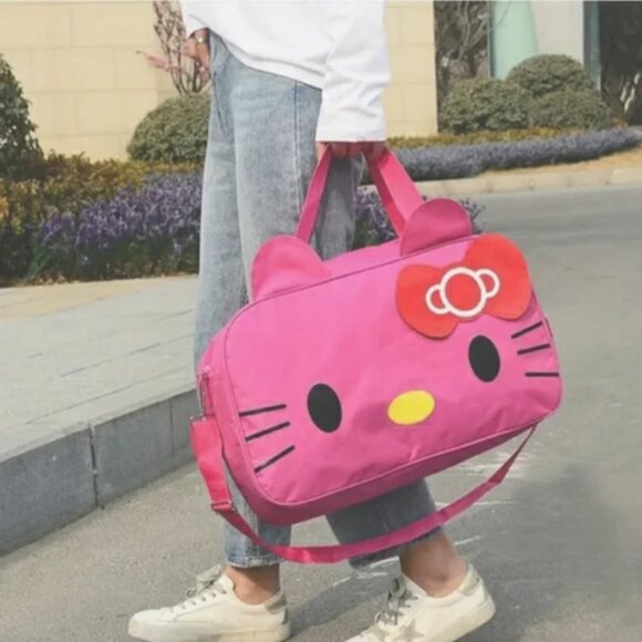 HELLO KITTY (Hot Pink) Canvas Duffle / Travel Bag (BRAND-NEW & SUPER CUTE!) - Picture 1 of 6